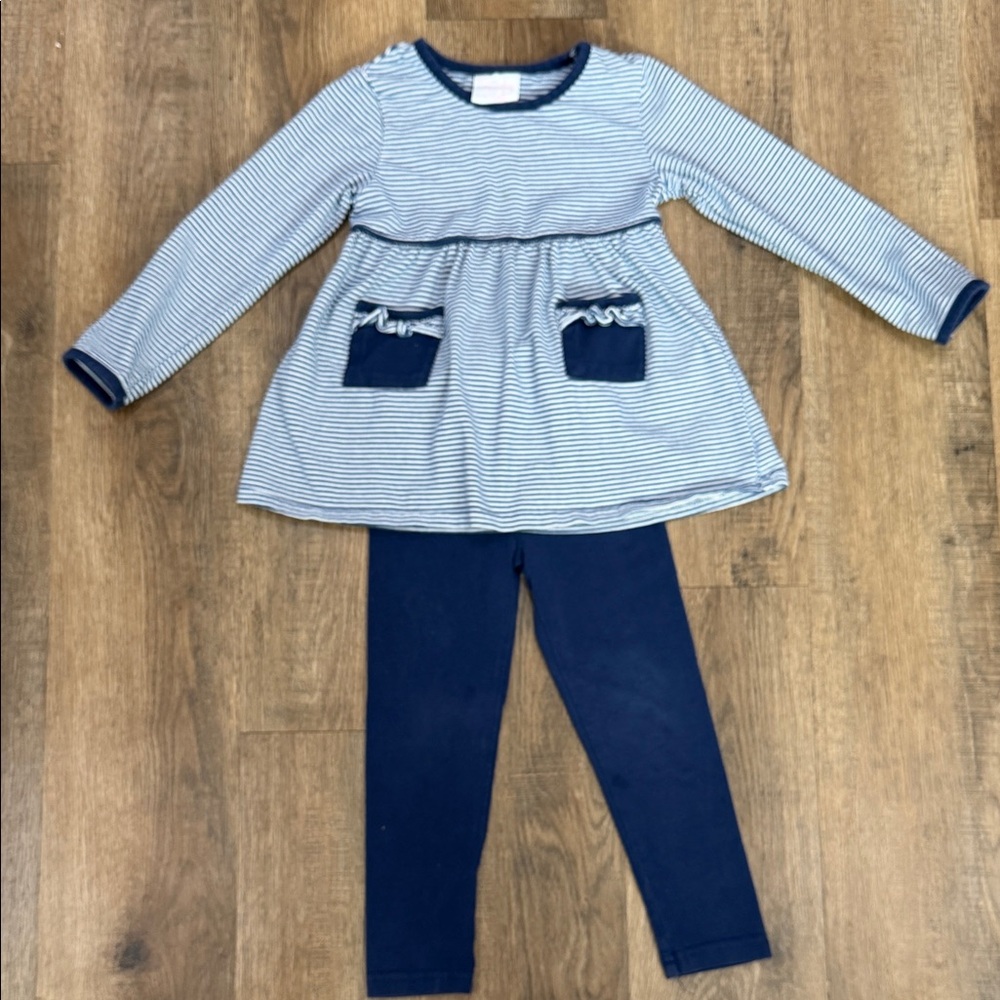 Stitchy Fish,Striped Long Sleeve Dress with Leggings